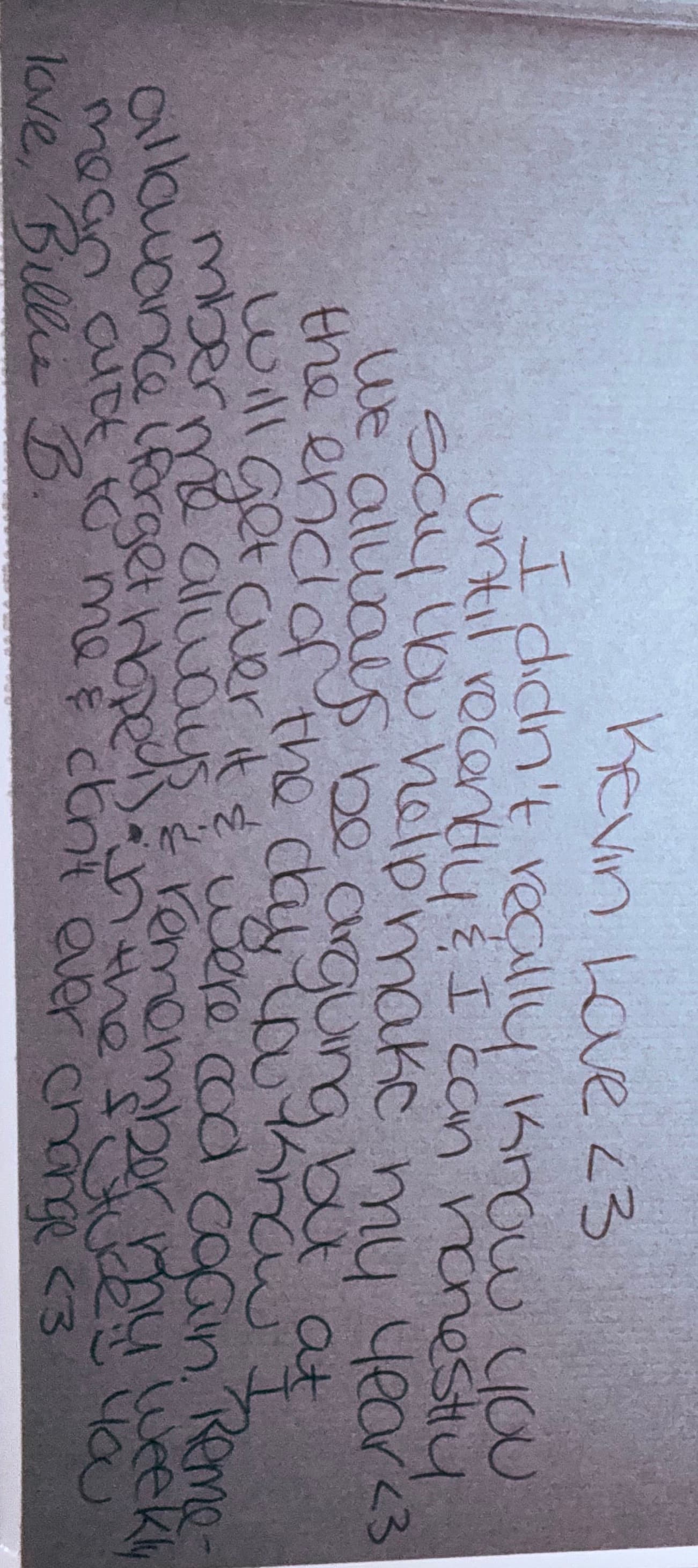 Billie's yearbook note to Kevin